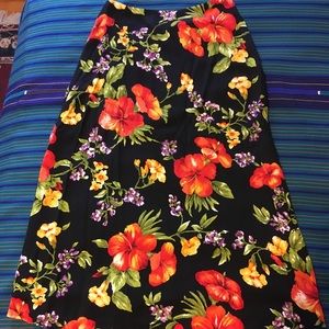Jones New York silk tropical floral midi skirt